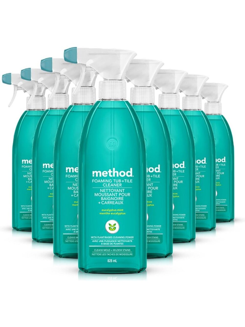 Eco-Friendly Foaming Tub & Tile Cleaner, Eucalyptus Mint, 28 oz, 8 Pack